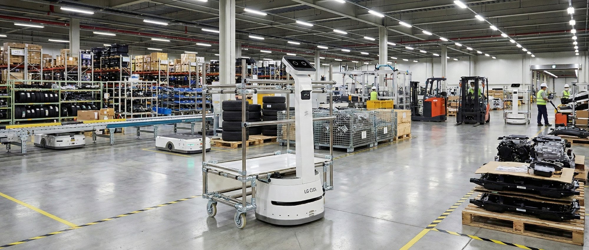 LG Cloi Carrybot on Automotive Distribution Floor