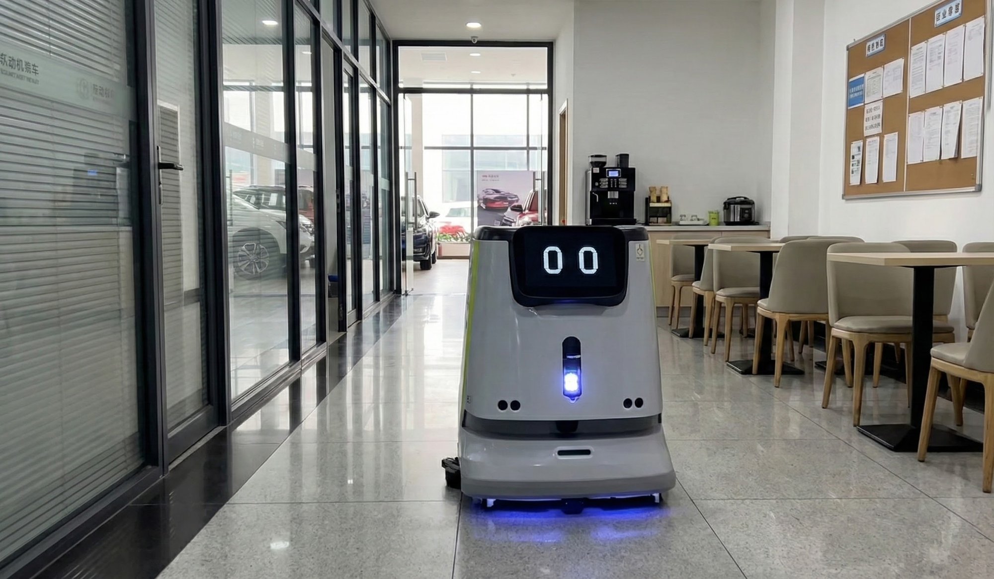 Robot cleaning breakroom