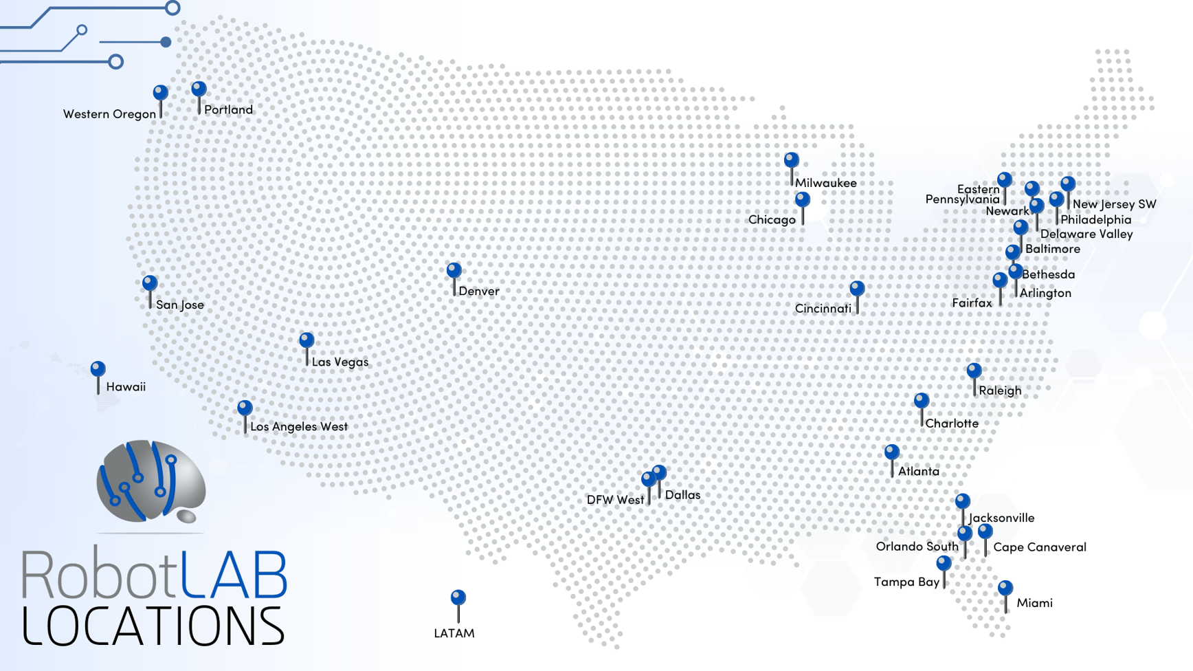 RobotLAB Locations as of 9.8.2025