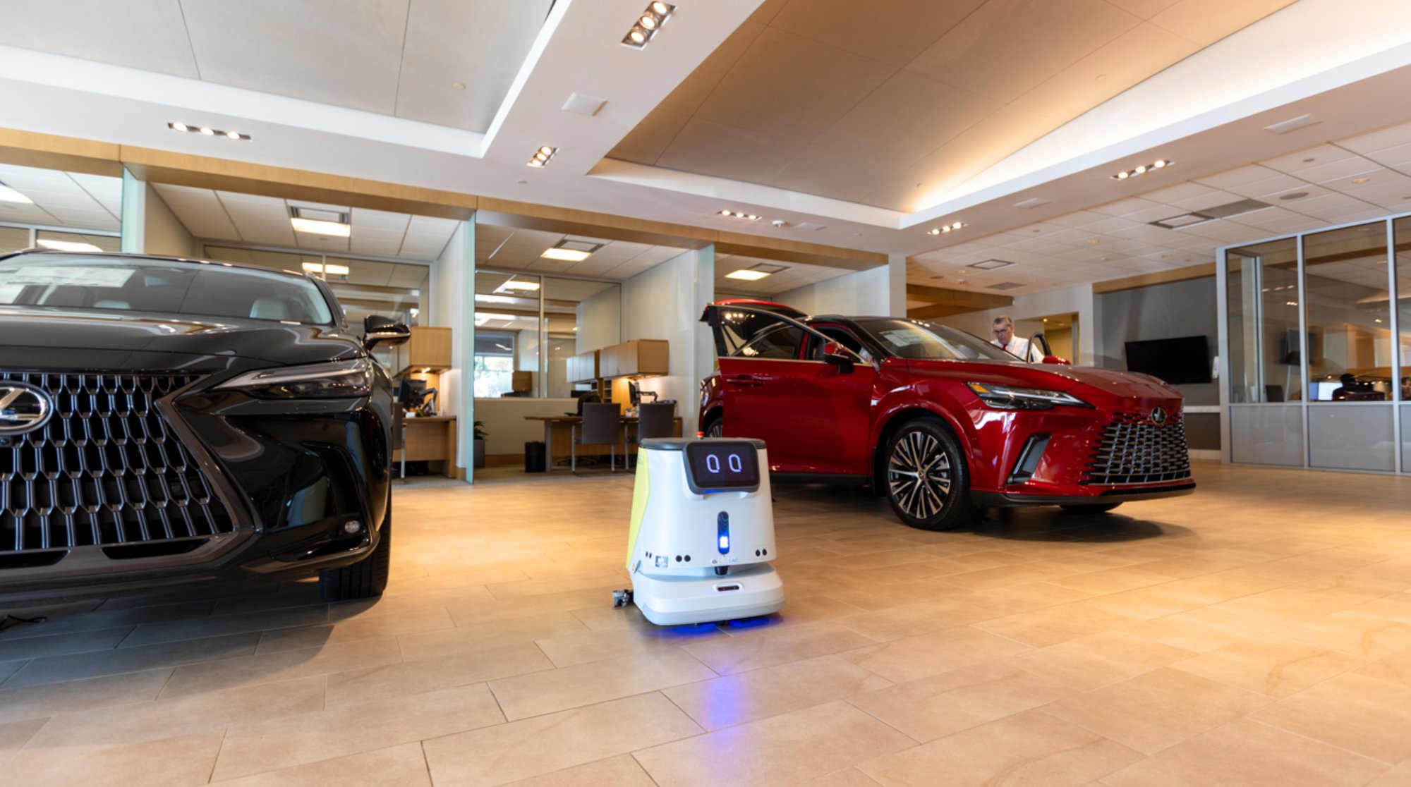 Cleaning Robot in Vehicle Showroom