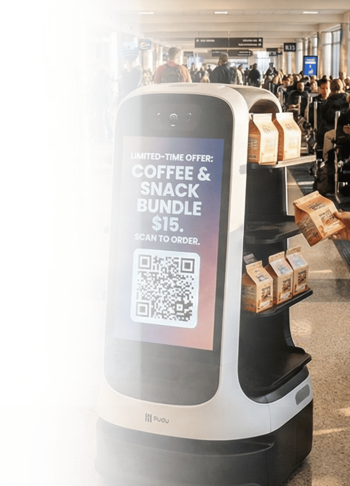 Food delivery robot at airport