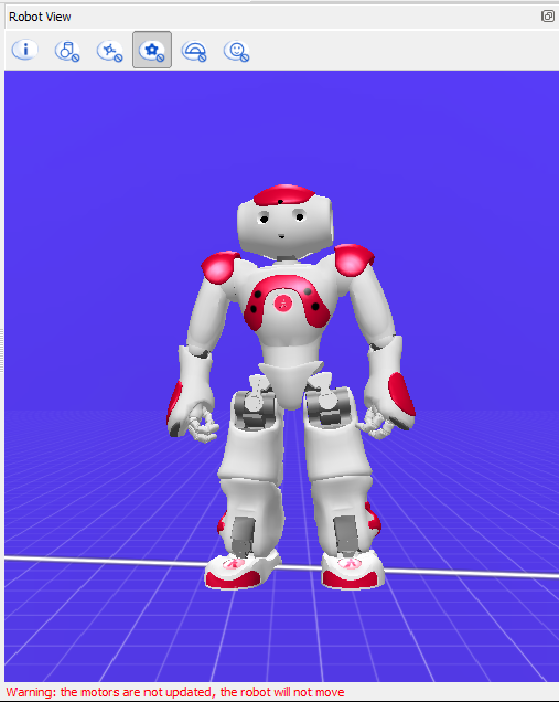 3D representation of NAO in Choregraphe with Warning motors not updated.png