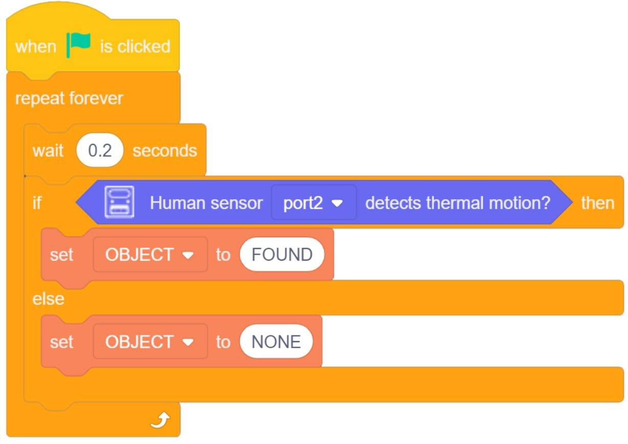 PIR sensor code blocks