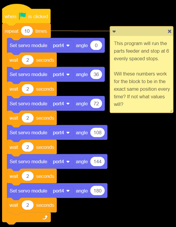 Servo angle program