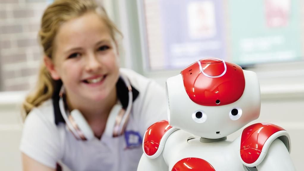 Girl and Nao robot