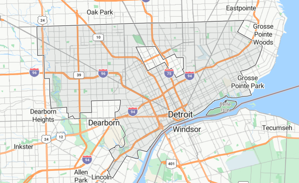 Map of RobotLAB Detroit Service Area